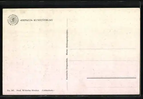 Ölgemälde-Imitations-AK Erpaco-Kunstverlag Nr. 567: Prof. Wilhelm Räuber, Liebesbote, Junge Frau liest Brief