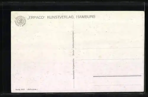 Künstler-AK August Müller - München: hübsche Schwäne am Seeufer