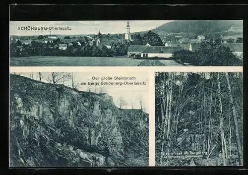 AK Schönberg, Steinbruch am Berge Schönberg-Oberlausitz, Felsengruppe am Burgsberg