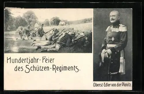 AK Hundertjahrfeier des Schützen-Regiments, Heerführer Oberst Edler von der Planitz