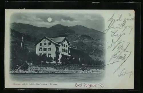 Mondschein-AK St. Johann i. Pongau, Hotel Pongauer Hof