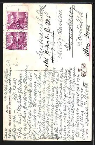 AK Zürich, Hans Waldmann-Denkmal