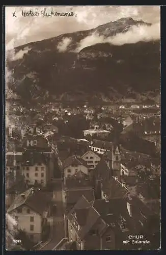 AK Chur, Ortsansicht mit Calanda und Hotel Lukmanier