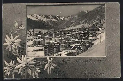 AK Davos, Ortsansicht gegen das Tinzenhorn