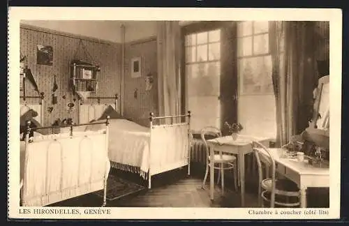 AK Genève, Les Hirondelles, Chambre à coucher (coté lits)