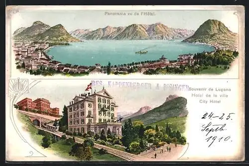AK Lugano, Hotel de la ville, Panorama vu de l`Hotel