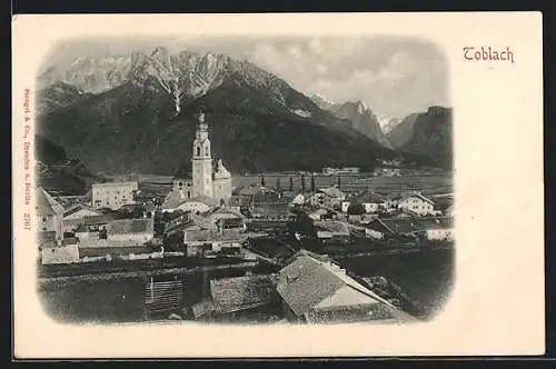 AK Toblach, Teilansicht mit Kirche