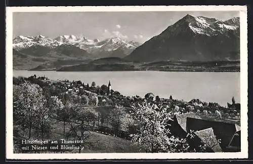 AK Hilterfingen am Thunersee, Totale mit Niesen und Blümlisalp