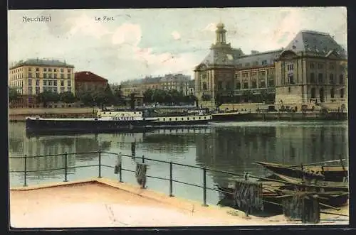 AK Neuchâtel, Le port, Dampfer Helvetie im Hafen