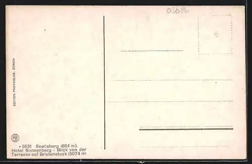 AK Seelisberg, Hotel Sonnenberg, Blick von der Terrasse auf Bristenstock