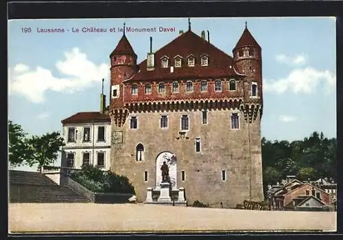AK Lausanne, Le château et le monument Davel