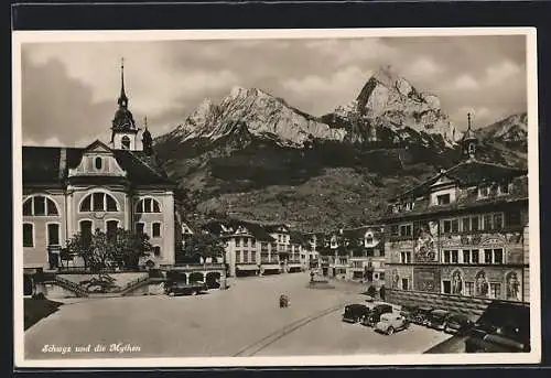 AK Schwyz, Stadtplatz mit Mythen