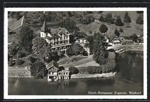 AK Walchwil, Luftbild vom Hotel-Restaurant Zugersee