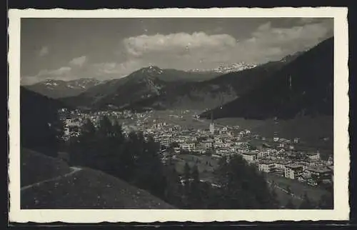 AK Davos, Panorama mit Seehorn vom Berg aus gesehen