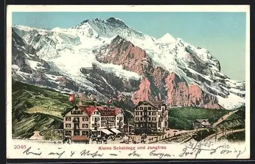 AK Kleine Scheidegg, Hotel mit Berg Jungfrau