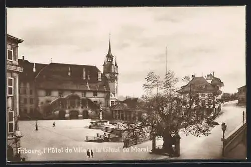 AK Fribourg, l`Hotel de Ville et le tilleul de Morat