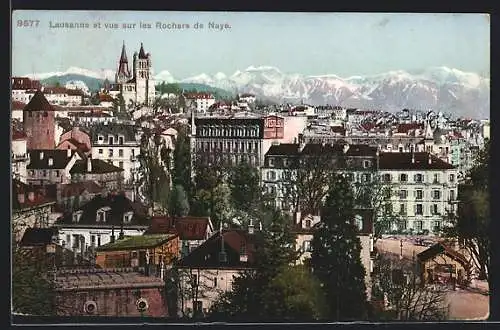 AK Lausanne, Panorama et vue sur les Rochers de Naye