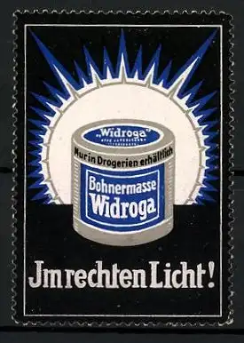 Reklamemarke Widroga Bohnermasse - im guten Licht!, Dose