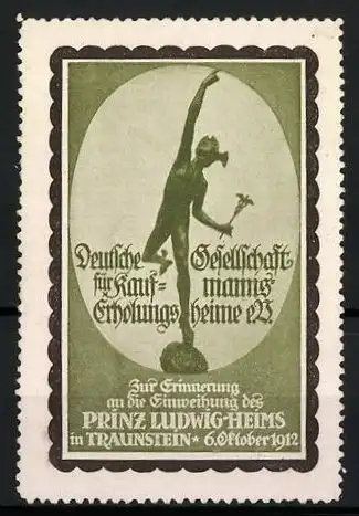 Reklamemarke Traunstein, Deutsche Gesellschaft für Kaufmanns-Erholungsheime e.V., Hermes-Statue