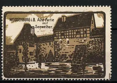 Reklamemarke Weissenburg i. B., alte Partie mit Seeweiher