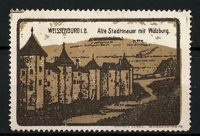 Reklamemarke Weissenburg i. B., alte Stadtmauer mit Wülzburg