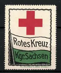 Reklamemarke Rotes Kreuz, Kgr. Sachsen, Flagge