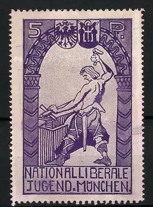 Reklamemarke München, Nationalliberale Jugend, Schmied am Ambos