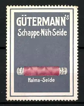 Reklamemarke Halma-Seide, Gütermann's Schappe-Näh-Seide, Garnrolle