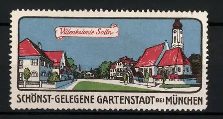Reklamemarke Solln, Villenkolonie mit Kirche