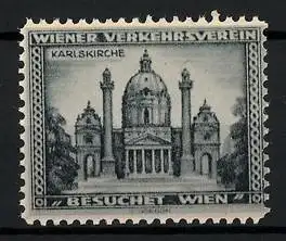 Reklamemarke Wien, Karlskirche, Besuchet Wien, Wiener Verkehrsverein