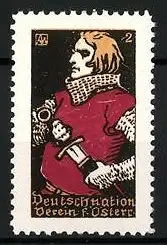 Reklamemarke Deutschnationaler Verein f. Österreich, Ritter mit Schwert