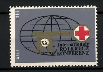 Reklamemarke Wien, XX. Internationale Rotkreuz Konferenz 1965, Rotes Kreut, Erdkugel