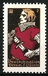 Reklamemarke Deutschnationaler Verein f. Österreich, Knappe mit Schwert