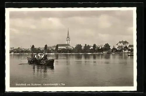 AK Radolfzell am Bodensee, Gesamtansicht mit Kirche vom See