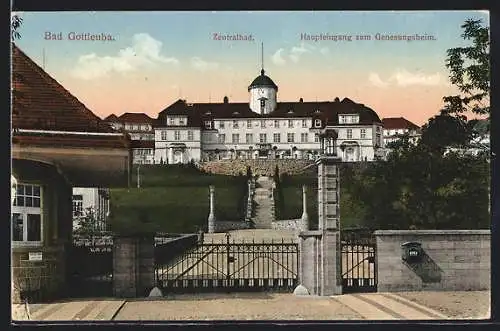 AK Bad Gottleuba, Zentralbad mit Heilstätte der Landesversicherungsanstalt Kgr. Sachsen