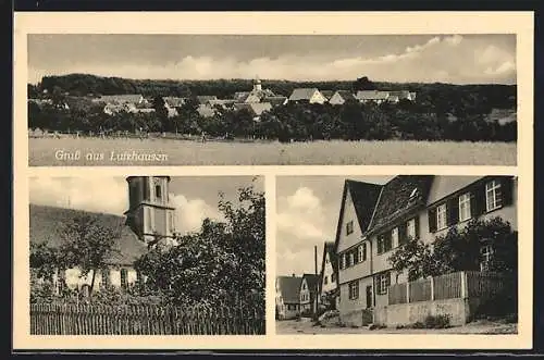 AK Luizhausen, Teilansicht, Kirche, Strassenpartie