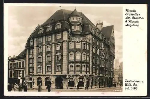 AK Augsburg, Riegele-Bierhallen der Brauerei S. Riegele