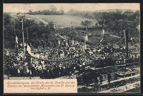 AK Wipfeld a. M., Grundsteinlegung der Kirche der hl. Familie u. des Klosters der Benediktiner-Missionäre von St. Ludwig