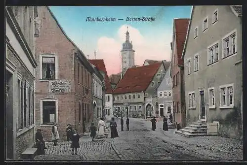 AK Mainbernheim, Herren-Strasse mit Gasthaus Paul Will