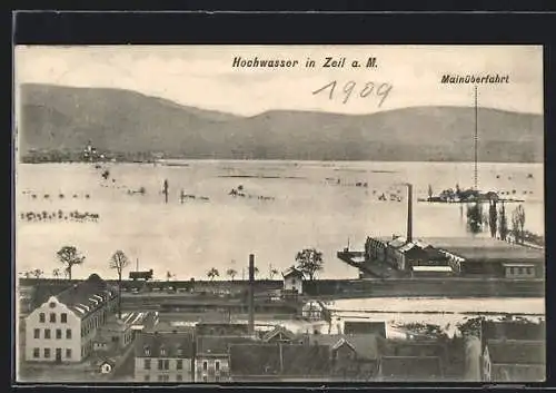 AK Zeil a. M., Hochwasser 1909, Mainüberfahrt