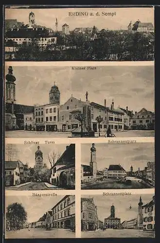 AK Erding a. d. Sempt, Schöner Turm, Schrannenplatz, Haagerstrasse