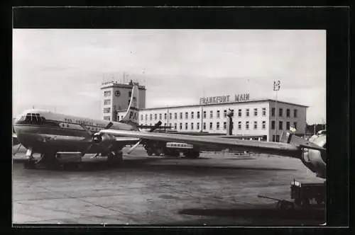 AK Frankfurt a. M., Flughafen Rhein-Main mit Pan Am Maschine