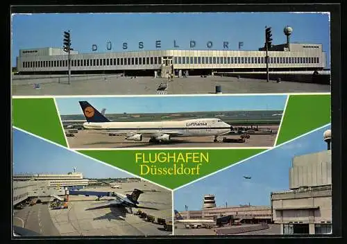 AK Düsseldorf, Flughafen mit Lufthansa-Maschinen
