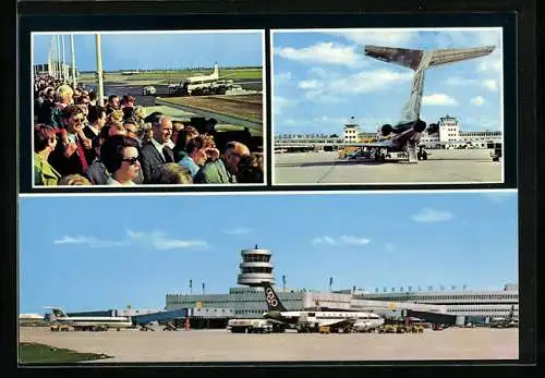 AK Düsseldorf-Lohausen, Flughafen mit Flugzeugen, Mehrfachansicht