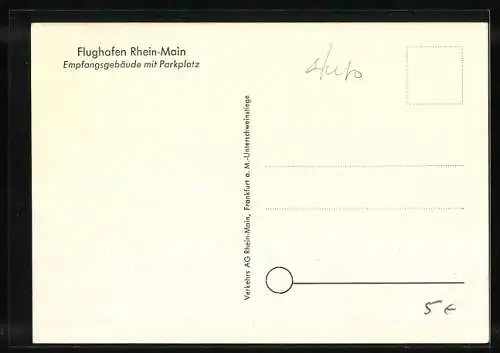 AK Flughafen Rhein Main, Empfangsgebäude mit Parkplatz und Autos