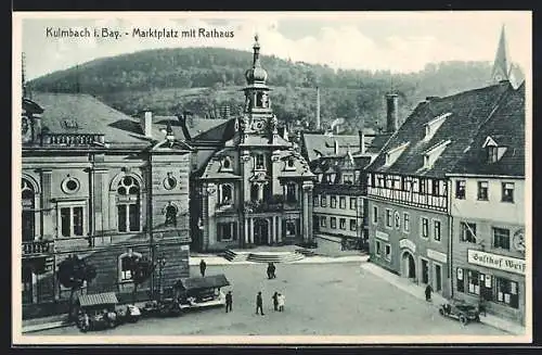 AK Kulmbach i. Bay., Blick auf Marktplatz mit Rathaus