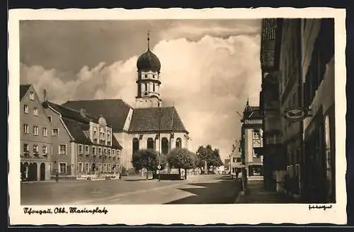 AK Schongau, Marienplatz mit Kirche