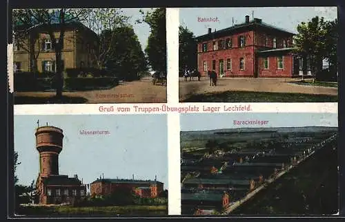 AK Lager Lechfeld, Truppenübungsplatz, Bahnhof, Barackenlager, Wasserturm