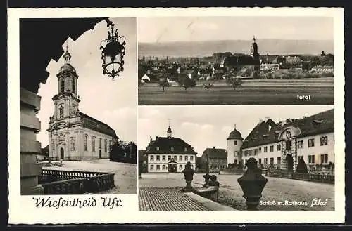 AK Wiesentheid, Schloss & Rathaus, Totale, Kirche