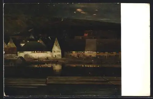 AK Marktbreit, Ortspartie am Abend